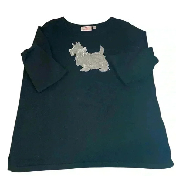 Quacker Factor size L black Sweater with Dog holiday - Picture 1 of 6